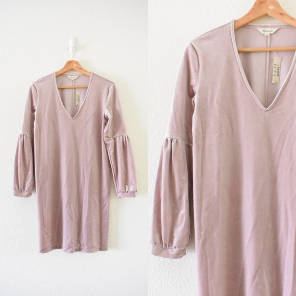 Madewell Velvet Balloon-Sleeve Dress - Picture 4 of 9